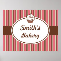 Custom Bakery Stripes Sign Poster