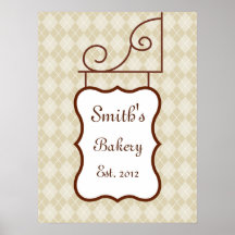 Custom Beige Argyle Sign Print