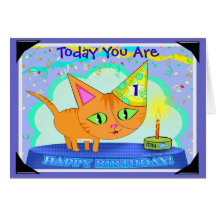 Custom Birthday Cat Greeting Card