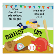 Custom Blonde Girl Softball Birthday Invitation