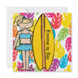 Custom Blonde Girl Surfer Birthday Invites invitations