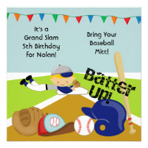 Custom Blonde Hair Boy Baseball Birthday Invitatio