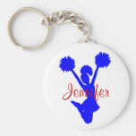 Custom Blue Cheerleader Key Chain