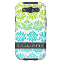 Custom Blue Green Damask Samsung Galaxy S3 Cases
