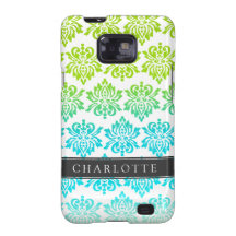 Custom Blue Green Damask Samsung Galaxy S Case