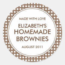 Custom Brown Polka Dot Canning Stickers / Labels