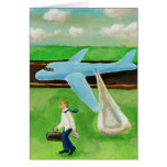 Custom card Aeroplane slide guy with beer fun art