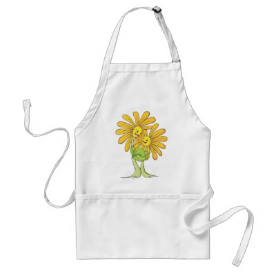 Custom Cartoon Flowers Hugging Each Other Apron by graphicdesigner