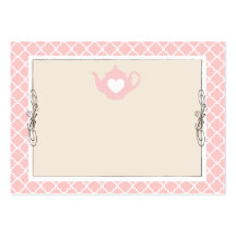 Custom Chic Tan & Pink Teapot Name Place Card Business Card Template