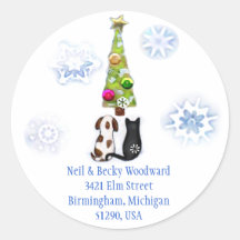 Custom Christmas Snow Dog & Cat Address Stickers