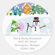 Custom Christmas Snowman Address Stickers