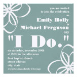 Custom Colour Wedding Invite - White Flowers & I D