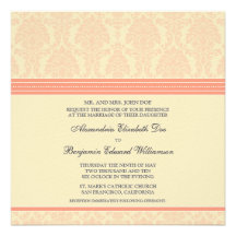 :custom: Coral/Cream Damask Wedding Invitation