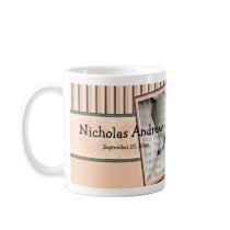Custom Damask & Stripes Baby Photo Mug :: peach