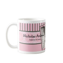 Custom Damask & Stripes Baby Photo Mug :: pink