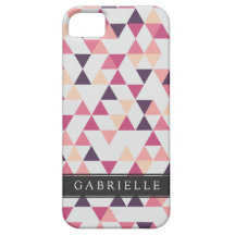 Custom Dark Pink Triangles iPhone 5 Cases