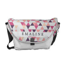 Custom Dark Pink Triangles Messenger Bag