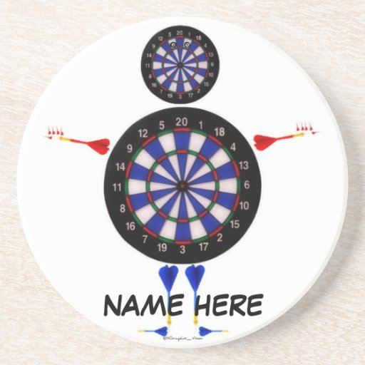 Custom Dart Board Man Fun Drink Coasters
