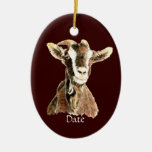 Custom Dated Cute Watercolor Goat Farm Animal Christmas Tree Ornament