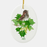 Custom Dated Song Sparrow Watercolor Bird Nature Ornament