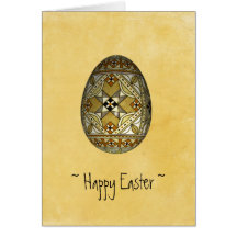 Custom Easter Gold Russian Painted Egg Card