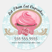 Custom Elegant Cupcake Bakery Stickers