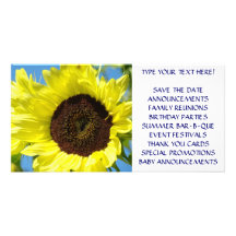 CUSTOM Event Announcement Cards Sunflowers Personalised Photo Card