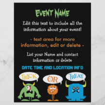 Custom Event Cute Halloween Monsters Full Color Flyer