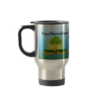 Custom Family Reunion, Green Tree with Sun Rays Mugs