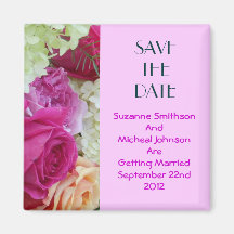Custom Floral Rose Save The Date Wedding Magnet
