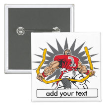 Custom Football Player Red Pinback Button
