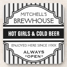 Custom Funny Home Bar Brewhouse Sign Coasters