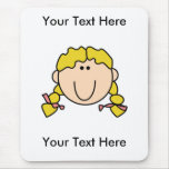 Custom Girl Blonde Braids Mousepad - Customisable