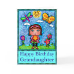 Custom Girl & Flower Art Birthday Greeting Card
