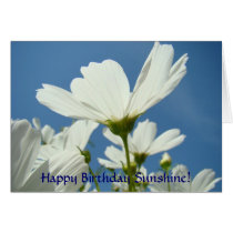 CUSTOM Greeting Cards Happy Birthday White Daisy