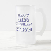 Custom Happy 21st Birthday Frosted Beer Mug