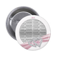 Custom Hearts Pastel Pink Ribbon Button