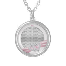 Custom Hearts Pink Ribbon Necklace