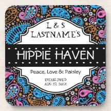 Custom Hippie Hangout Home Bar Beverage Coaster