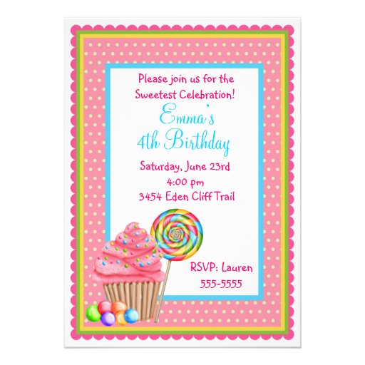 Custom invitation order for Candace- Candi Cupcake
