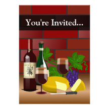 Custom Invitation, Wine and Cheese Table Scene