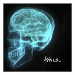 CUSTOM INVITES - Blue Neon Side View X-ray Skull