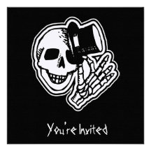 CUSTOM INVITES - Skull Top Hat Gentleman B&W
