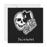 CUSTOM INVITES - Skull Top Hat Gentleman B&W invitations