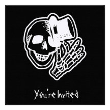 CUSTOM INVITES - Skull Top Hat Gentleman B&W Neg