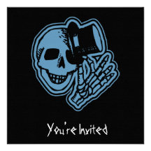 CUSTOM INVITES - Skull Top Hat Gentleman Blue