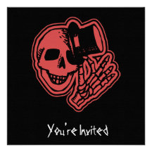 CUSTOM INVITES - Skull Top Hat Gentleman Red