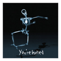 CUSTOM INVITES - X-Ray Skeleton Joy Leap - Blue