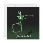 CUSTOM INVITES - X-Ray Skeleton Joy Leap - Green invitations