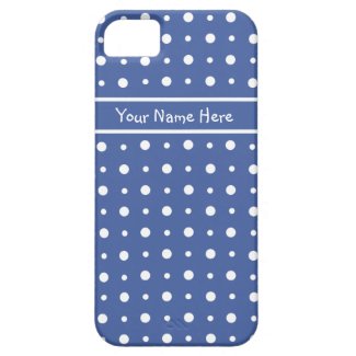 Custom iPhone 5 Case, Dark Blue Polka Dots